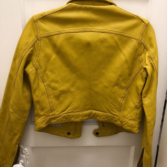 Current/Elliot Leather Moto - Yellow/Olive - Size 0 - Picture 2 of 7